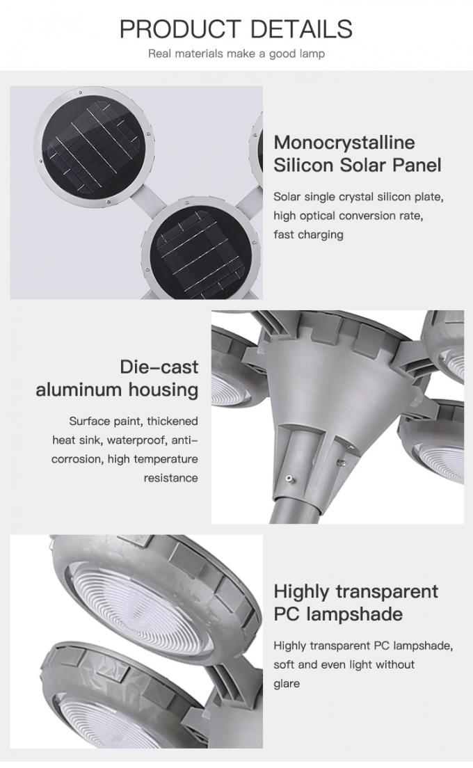L'aluminium blanc chaud imperméable extérieur de l'éclairage IP65 d'intense luminosité a mené la lampe solaire de jardin